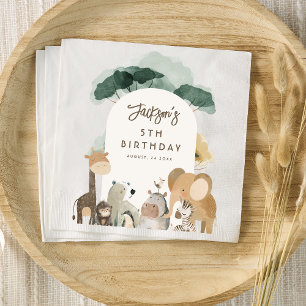 Serviette En Papier Animaux de fête à l'aquarelle Photo Anniversaire