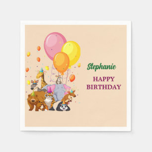 Serviette En Papier Animaux de fête moderne Couleur arc-en-ciel Annive