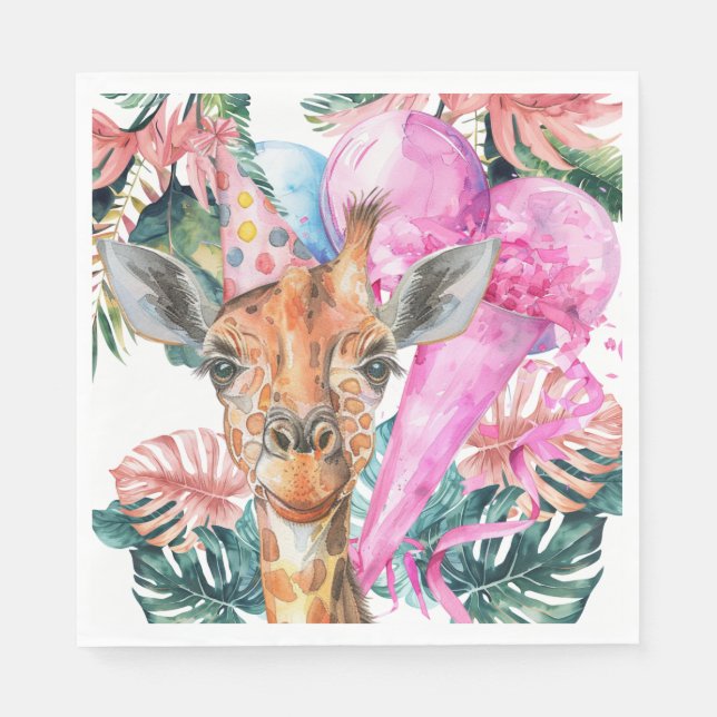 Serviette En Papier Animaux de fête Safari Jungle sauvage Un anniversa (Devant)