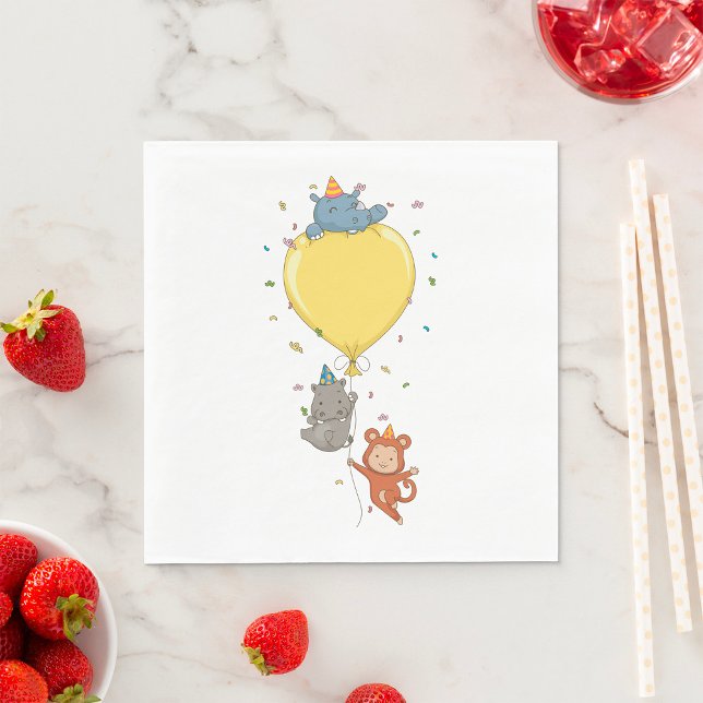 Serviette En Papier Animaux De Fête Tenant Un Ballons (Créateur téléchargé)