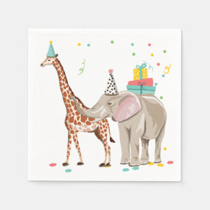 Serviette En Papier Animaux de fête Wild One Zoo Wild Jungle Annivers