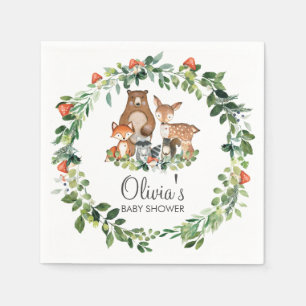Serviette En Papier Animaux de forêt Baby shower de verdure