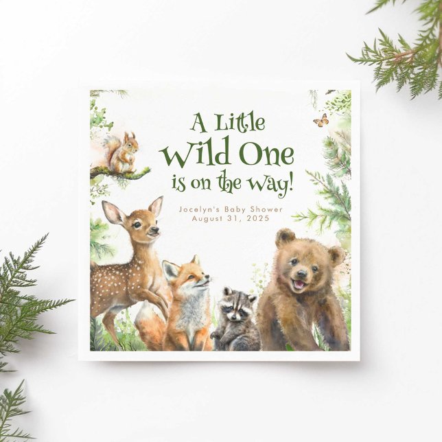 Serviette En Papier Animaux de forêt mignonne Sauvage Un (Cute Woodland Animals Napkins)