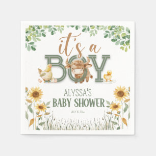 Serviette En Papier Animaux de la ferme Baby Boy Baby Shower