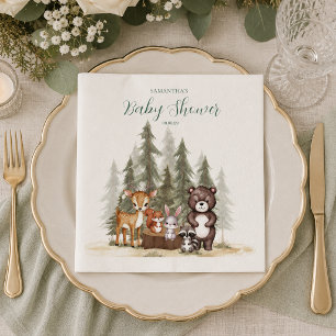 Serviette En Papier Animaux de la forêt à l'aquarelle pour une baby sh