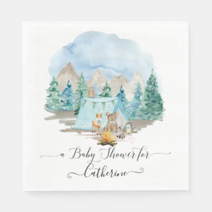 Serviette En Papier Animaux de la forêt Cerf Ours Baby Shower Rustique