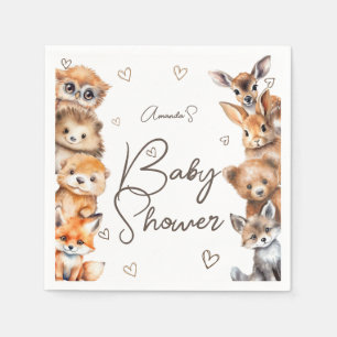 Serviette En Papier Animaux de la forêt thème Baby shower Invitation