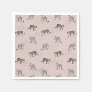 Serviette En Papier Animaux de la jungle léopard rose moderne