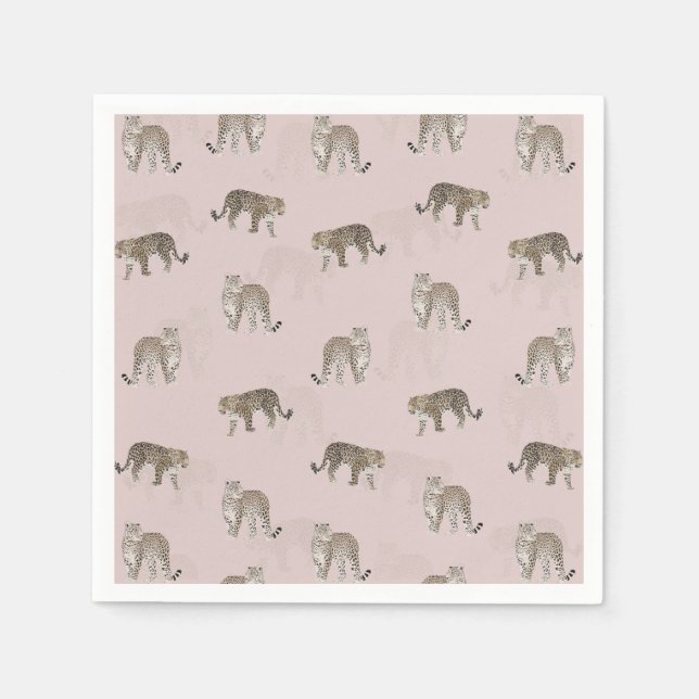 Serviette En Papier Animaux de la jungle léopard rose moderne (Devant)