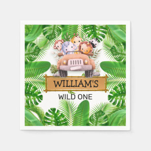 Serviette En Papier Animaux de Safari Anniversaire Sauvage Un