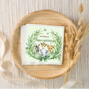 Serviette En Papier Animaux de Safari Mignons Baby Shower à l'arc-en-c