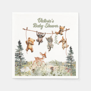 Serviette En Papier Animaux des bois Clothesline Baby shower forestier