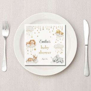 Serviette En Papier Animaux Endormis Ciel Étoilé Or Capriceux