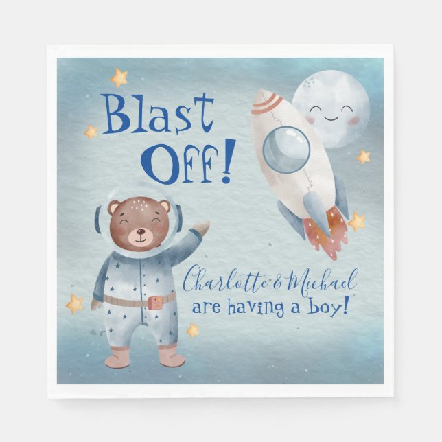 Serviette En Papier Animaux mignons dans l'espace extra-atmosphérique  (Devant)