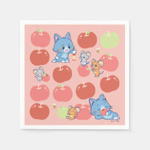 Serviette En Papier Anime Tom, Jerry et Tuffy Apple Motif