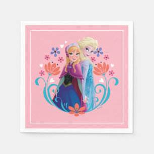 Serviette En Papier Anna et Elsa   Soeurs aux fleurs