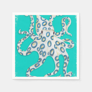 Serviette En Papier Anneau bleu Octopus