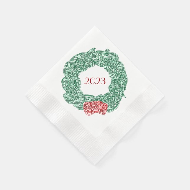 Serviette En Papier Année de couronne de Noël moderne (Coin)