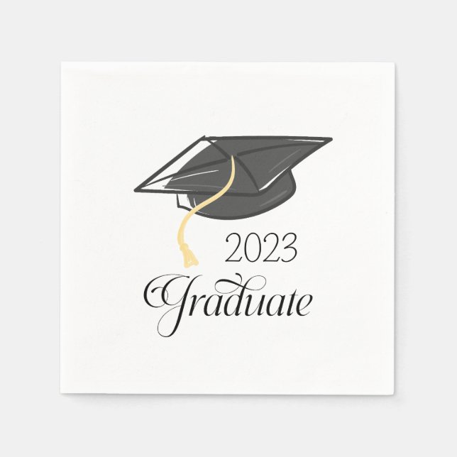 Serviette En Papier Année de graduation personnalisée Fête Noir Cap Gr (Devant)
