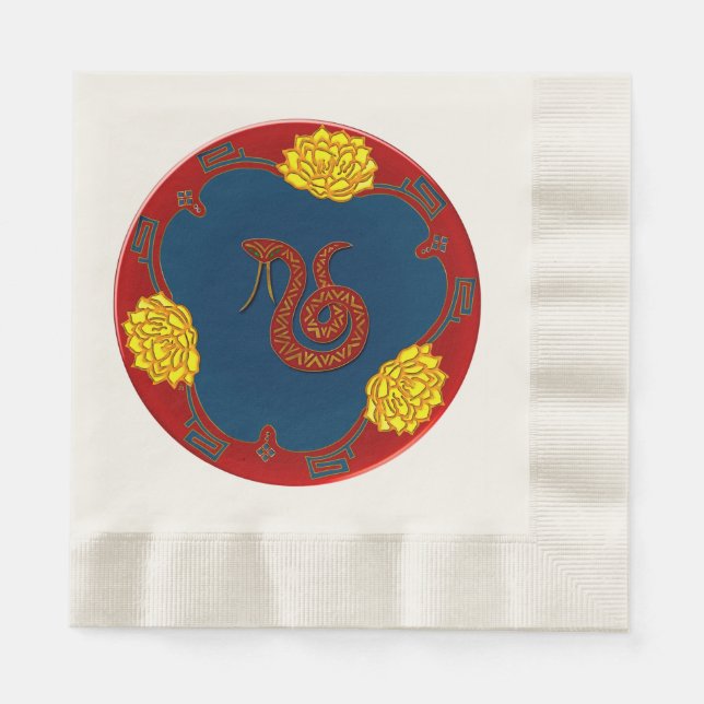 Serviette En Papier Année Du Serpent (Plaque De Fête) (Devant)