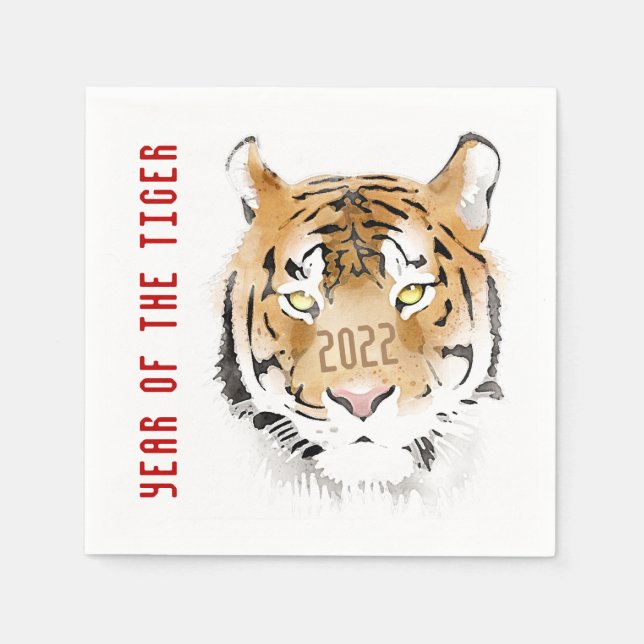 Serviette En Papier Année du Tigre 2022 Nouvel An chinois Zodiac Anima (Devant)