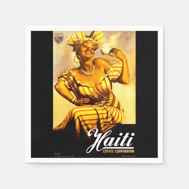 Serviette En Papier Années 1950 Haïti Coffee Corporation et impression (Devant)