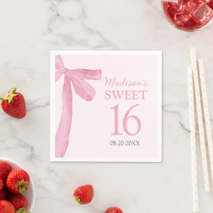 Serviette En Papier Anniversaire 16 ans Coquette Rose personnalisé ave