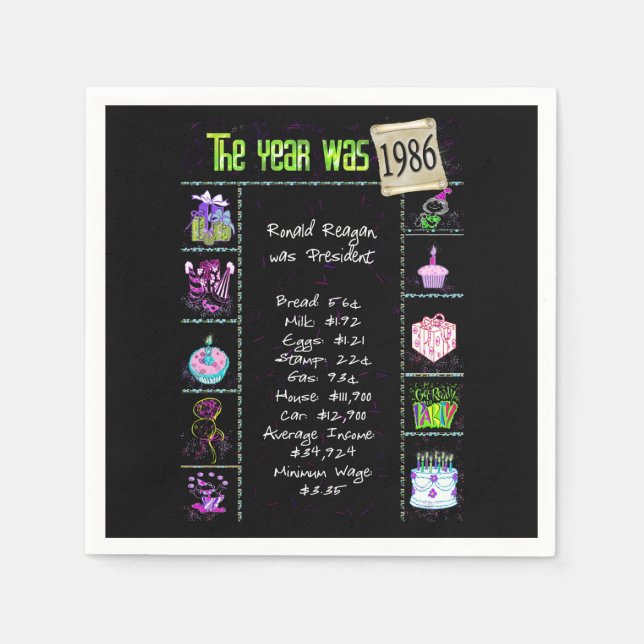 Serviette En Papier Anniversaire 1986 (Devant)