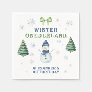 Serviette En Papier Anniversaire 1 an de Winter Onederland Snowman 