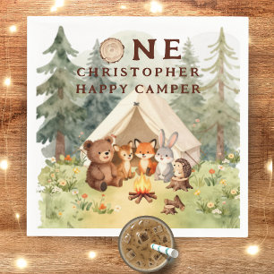 Serviette En Papier Anniversaire 1 an Watercolor Happy Camper