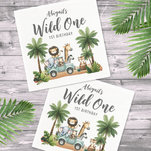 Serviette En Papier Anniversaire 1 an Wild One Jungle Safari