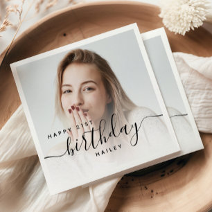 Serviette En Papier Anniversaire 21 ans personnalisé avec photo et écr