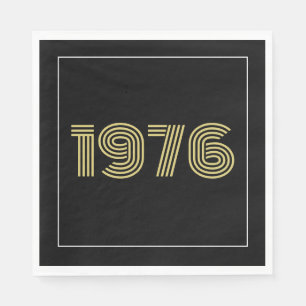 Serviette En Papier Anniversaire 50 ans Vintage 1976 Noir & Or