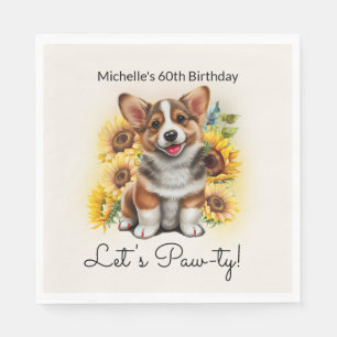 Serviette En Papier Anniversaire 60 ans de jolis tournesols de Corgi