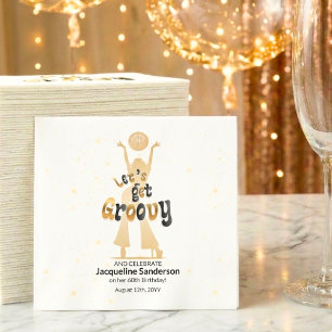 Serviette En Papier Anniversaire 60 ans Gold Retro Let's Get Groovy