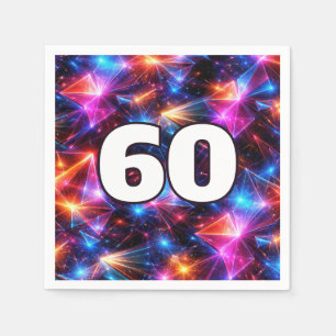 Serviette En Papier Anniversaire 60 ans Néon Polygone Abstrait