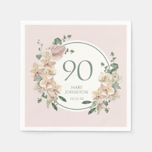 Serviette En Papier Anniversaire 90 ans Tropical Floral