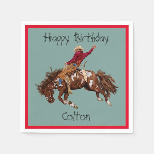 Serviette En Papier anniversaire à Cowboy (Devant)