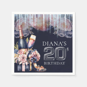 Serviette En Papier Anniversaire adulte 20e talons de champagne person