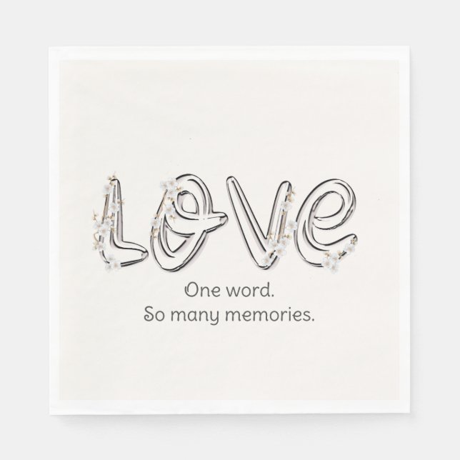 Serviette En Papier Anniversaire Amour Fleur d'Amande Texte (Devant)