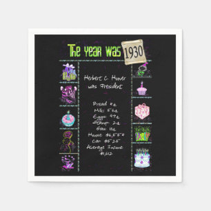 Serviette En Papier Anniversaire Année 1930 Papier de partie Napkin