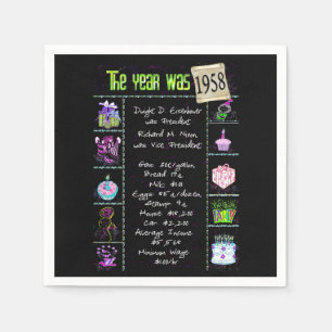 Serviette En Papier Anniversaire Année 1958 Papier de Partie Napkin