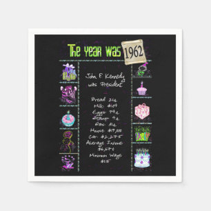 Serviette En Papier Anniversaire Année 1962 Papier de Parti Napkin