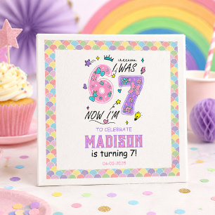 Serviette En Papier Anniversaire arc-en-ciel 7 ans J'avais 6 ans, ma
