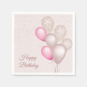 Serviette en papier Anniversaire Ballons Beige et 
