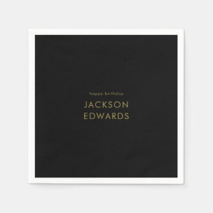 Serviette En Papier Anniversaire Black & Gold personnalisé