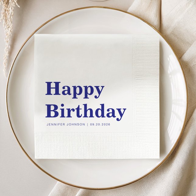 Serviette En Papier Anniversaire Bleu Marine Moderne (Modern Navy Blue Birthday Napkins
)