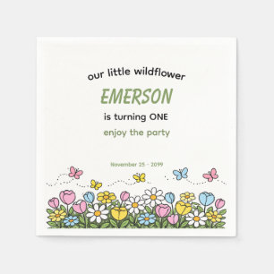 Serviette En Papier Anniversaire Coloré Amusant Petite Fleur Sauvage 1
