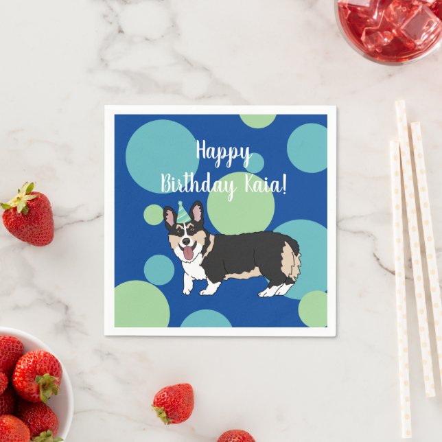 Serviette En Papier Anniversaire Corgi (En situation)