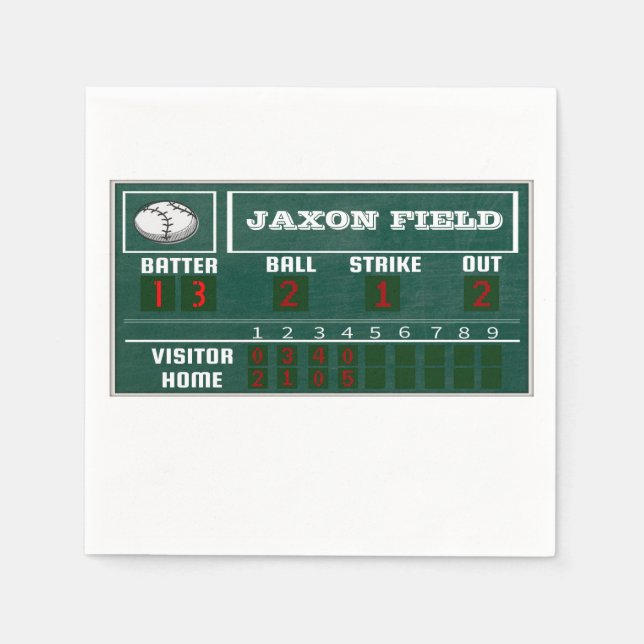 Serviette En Papier Anniversaire de baseball|Scoreboard|PARTY (Devant)
